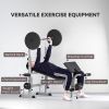 Bench Press Set Adjustable Weight Bench with Squat Rack, Preacher Curl Pad, Leg Developer and Weight Storage, Grey