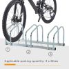 3-Bike Bicycle Floor Parking Rack Cycling Storage Stand Ground Mount Garage Organizer for Indoor and Outdoor Use Silver