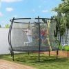 Soozier 8ft Outdoor Trampoline for Kids with Safety Enclosure Net, Curved Poles and Safety Pad, ASTM Approved, Black