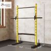 Soozier Squat Rack with Pull Up Bar and Barbell Bar Adjustable Bench Press Multi-Function Weight Lifting Half Rack, Yellow