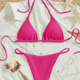 Factory Wholesale Women's Sexy Small Rib Bikini Tie Bikini Set Two Piece Swimsuit Beach Wear (Option: Style11-L)