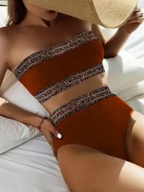 Women's Bikini Set - Sexy Solid-color Racerback Two-piece - Beach Style Bikini (Option: XL-Deep brown)