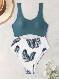 Women's Fashionable One-piece Swimming Suit, Sexy Backless Solid-color All-in-one Swimsuit, Beach Style. (Option: Peacock blue-M)