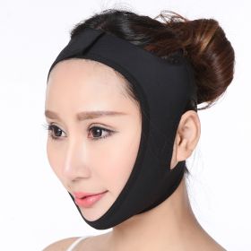 Elastic Face Slimming Bandage V Line Face Shaper Women Chin Cheek Lift Up Belt Facial Massager Strap Face Skin Care Tools Beauty (Color: Black M)