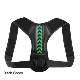 Adjustable Back Shoulder Posture Corrector Belt For Clavicle Spine Support Body Reshape Pain Relief From Neck; Back And Shoulder ( Buy A Size Up (Color: Black Green, size: XL(80-120KG))