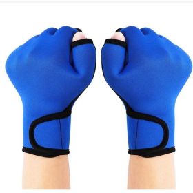 Aqua Fit Swim Training Gloves (Color: Blue, size: S)