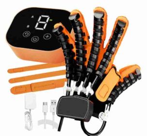 NEW Rehabilitation Robot Glove Finger Training Stroke Hand Splint with 4 Modes Portable Hemiplegia Physical Therapy Equipment (Color: Orange, Specification: Left Hand 2XL)