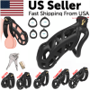 Male Chastity Cage Lock Device Kit W/ 4 Rings Virginity Device 5 Sizes Curve US