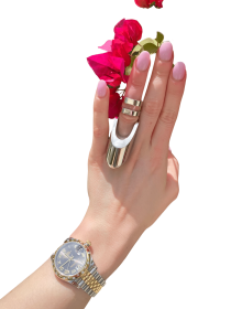 Clio- The Radiant Wearable Vibrating Ring;  Sexual Jewelry (Color: glossy silver, size: 8.0)