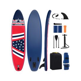 Inflatable Paddle Board with Removable Fin and Backpack (Color: Blue+White+Red)