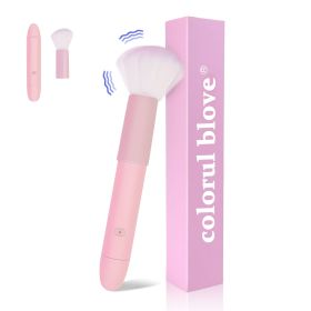 2-in-1 Massager and Makeup Brush Tool, 10 Vibration Modes Stimulator, Detachable Brush Head, Rechargeable Personal Massager, Waterproof Rinse-Friendly (Color: Pink)
