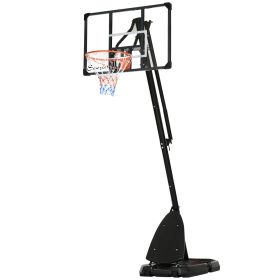 Outdoor Portable Basketball Hoop and Stand with Backboard Weighted Base Wheels, 115.4"-137.8" Height Adjustable (Color: Black, Red)