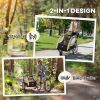 2-in-1 Double Baby Jogging Stroller, Bike Trailer for Kids & Toddlers with Handbrake, 5 Point Harness, Waterproof Cover, Storage Bag, Safety Flag